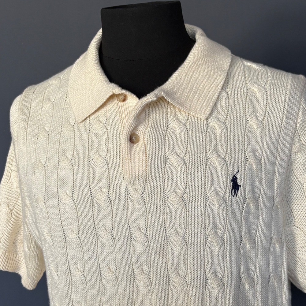 Polo Ralph Lauren Cable Knit Polo Collar Sweater | Short Sleeve | Size Large |